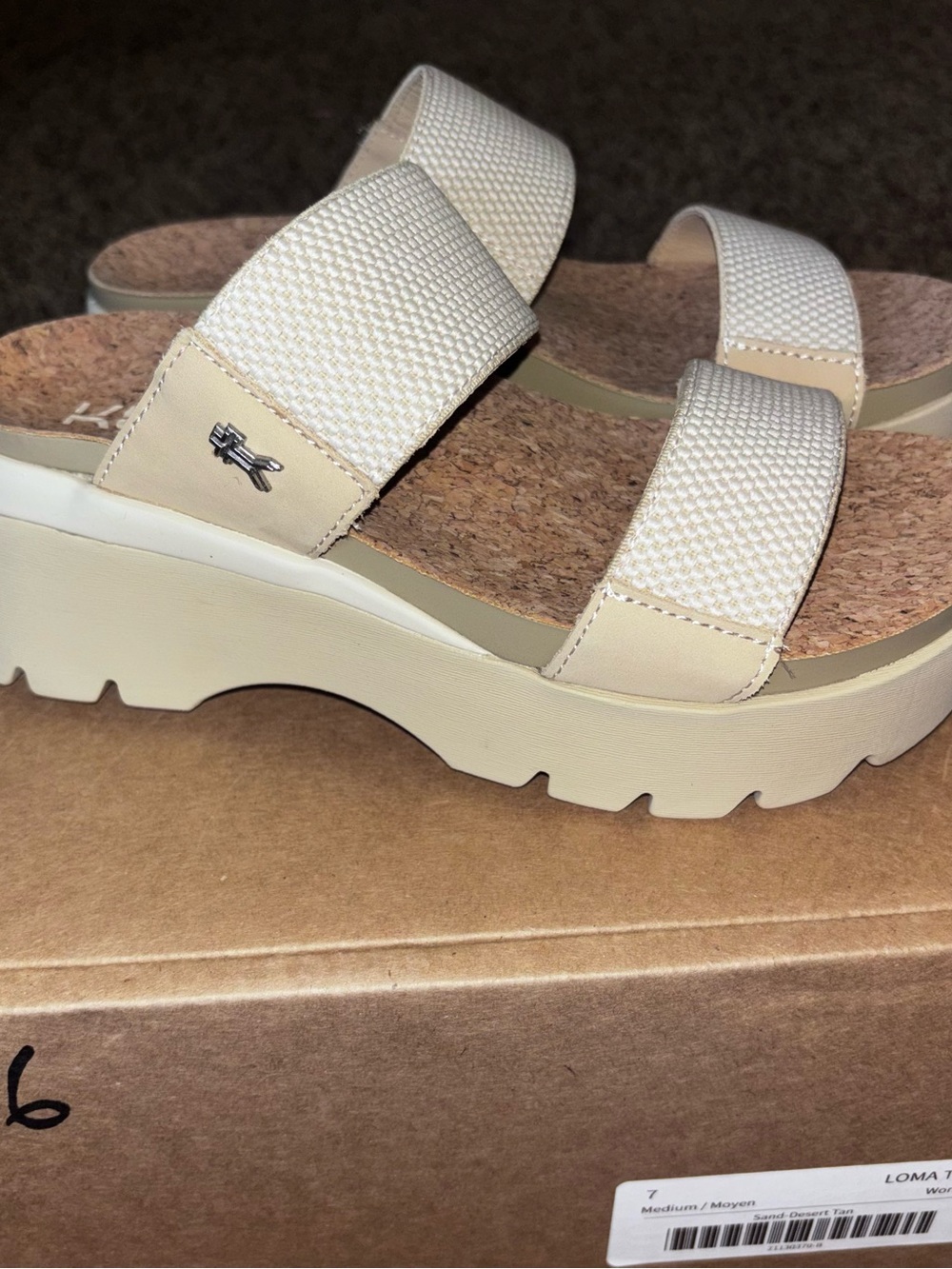 Kuru Loma Tila Womens Sandals Size 7 Sand Desert Tan Platform Slip On Open Toe